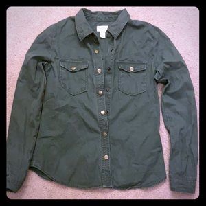 olive green button-up jacket